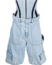 Thierry Mugler Jeans-Shorts mit Kontrasteinsatz Blau