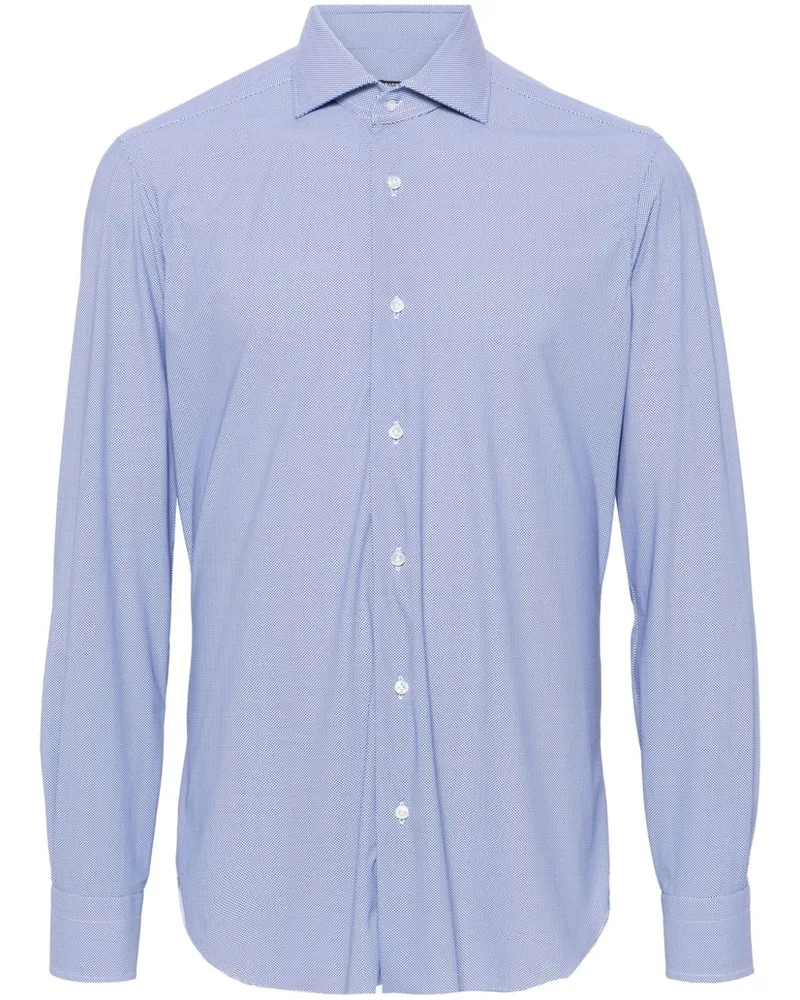 BARBA Geometrisch gemustertes Hemd - Blau Blau