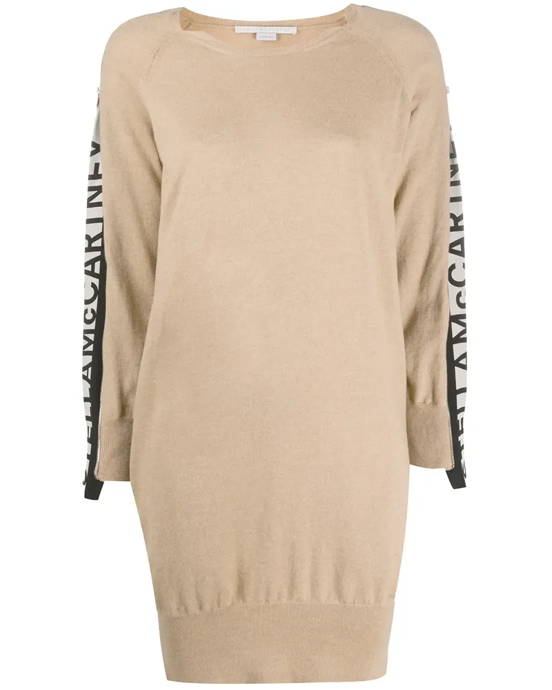 Stella McCartney Strickkleid mit Logo-Streifen - Nude Nude