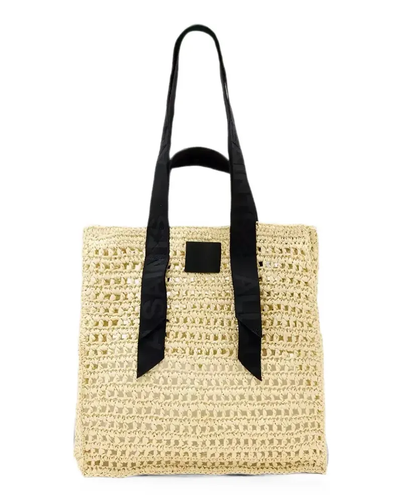 AllSaints woven logo-strap tote bag - Nude Nude