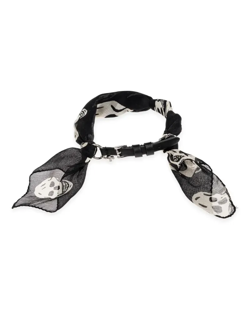 Alexander McQueen Gewickelte Seidenarmbänder mit Totenkopf-Print - Schwarz Schwarz