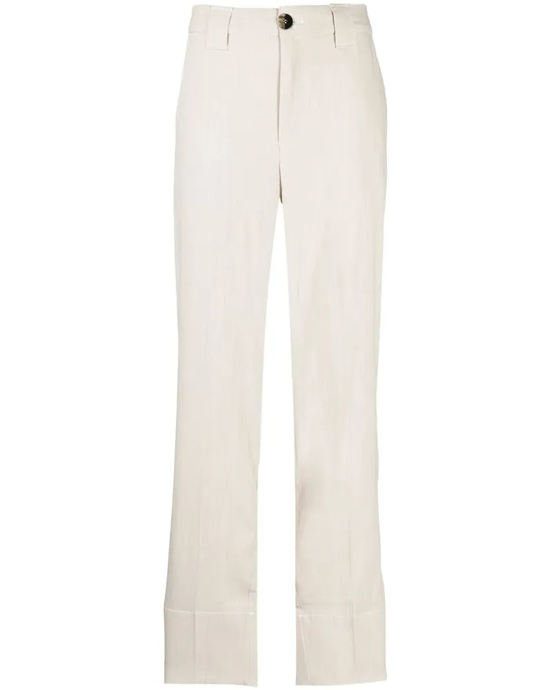 Ganni High-Waist-Hose mit geradem Bein - Nude Nude