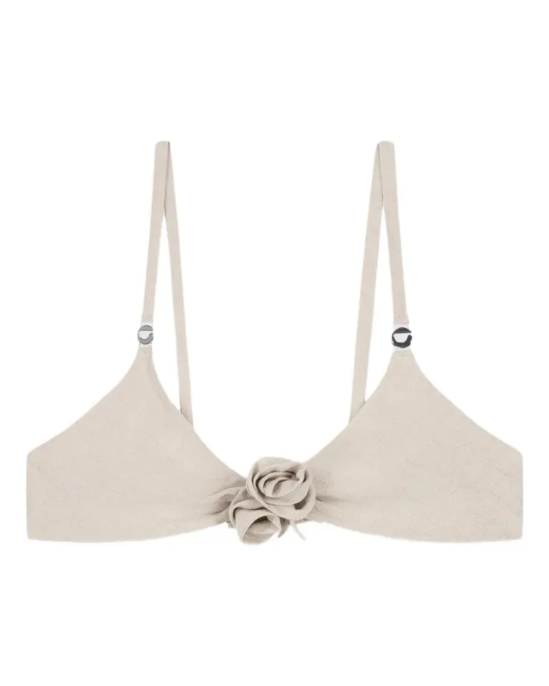 COPERNI Gerafftes Flower Bikinioberteil - Nude Nude
