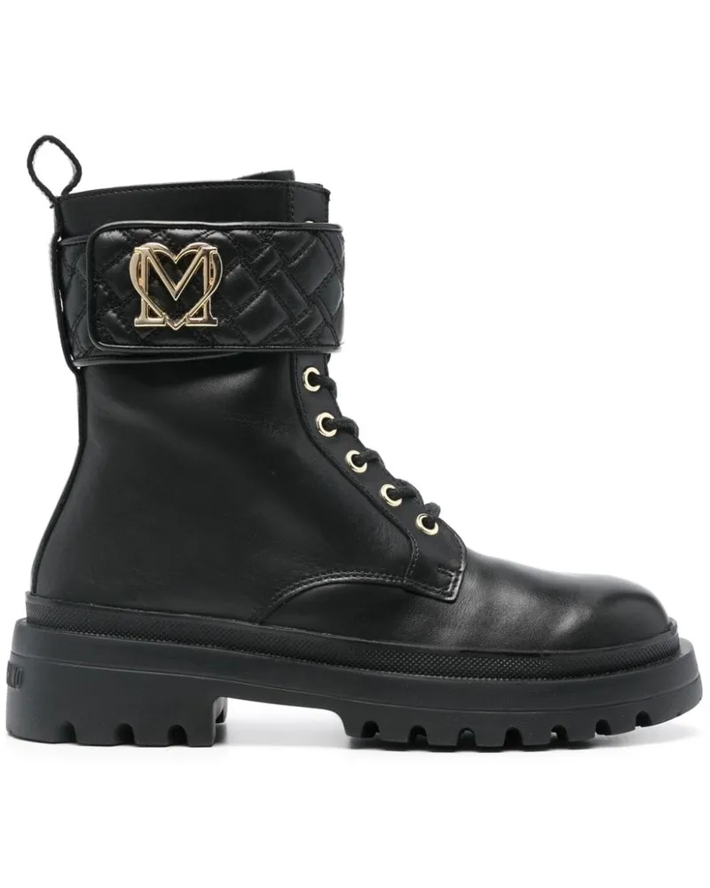 Moschino Stiefeletten aus Leder - Schwarz Schwarz