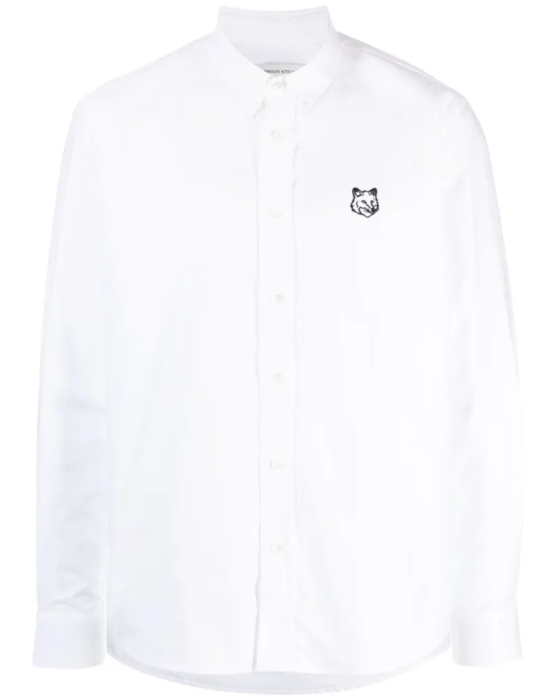 Kitsuné Hemd mit Fuchskopf-Patch - Weiß Weiß