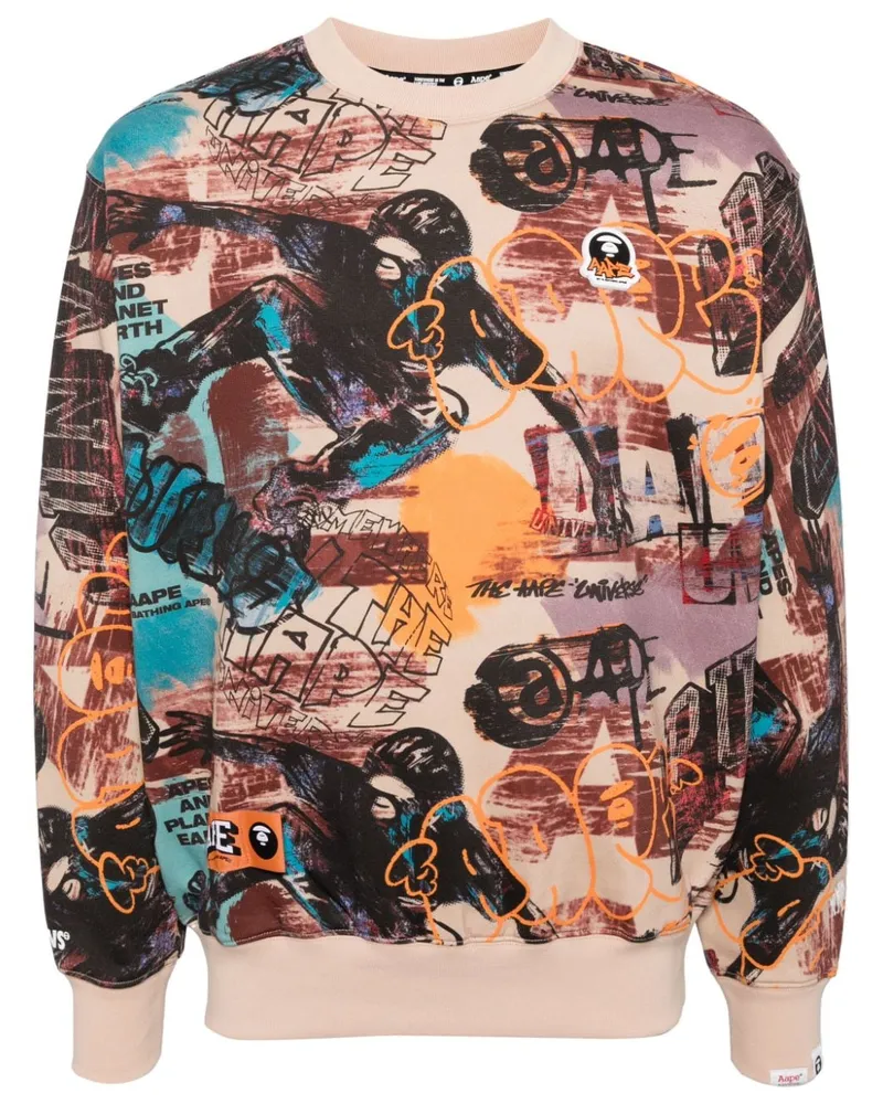 BAPE Hoodie mit Moonface-Print - Nude Nude