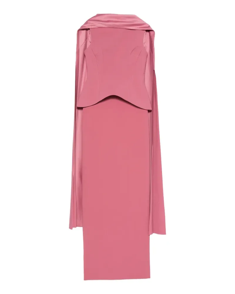 Solace London Annie peplum-waist draped-detail maxi dress - Rosa Rosa