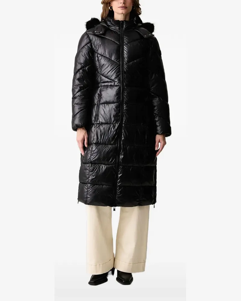 Morgan quilted faux-fur long jacket - Schwarz Schwarz