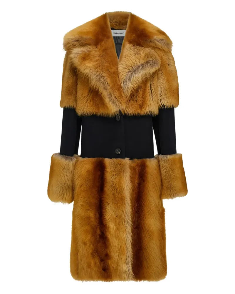 Ferragamo Shearling-Mantel - Braun Braun