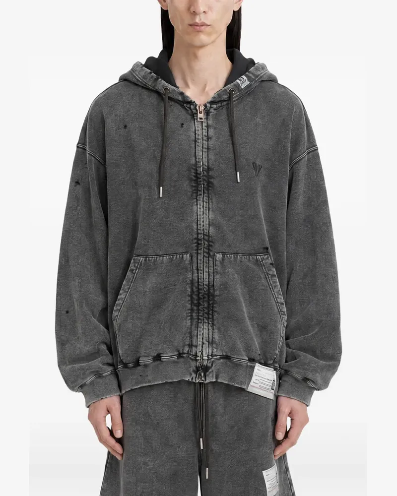 MIHARAYASUHIRO bleached zip-up hoodie - Grau Grau