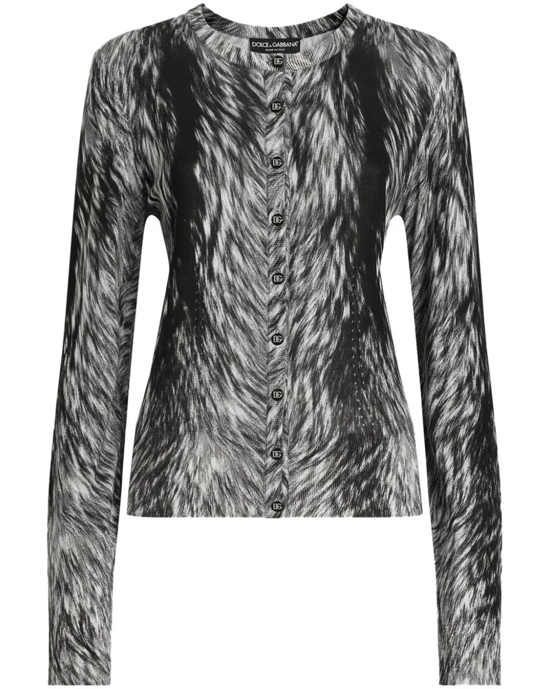 Dolce & Gabbana Cardigan mit Pelz-Print - Schwarz Schwarz
