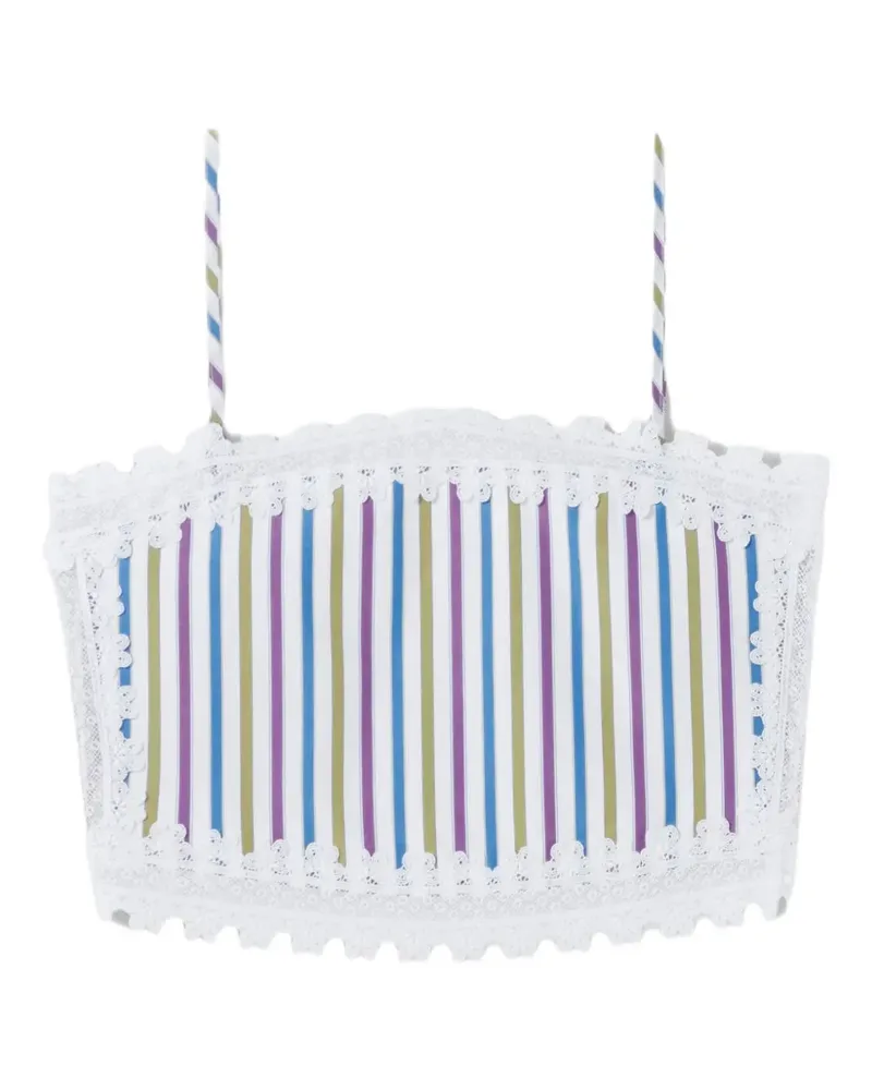 Claudie Pierlot Gestreiftes Oberteil mit Spitze - Weiß Weiß