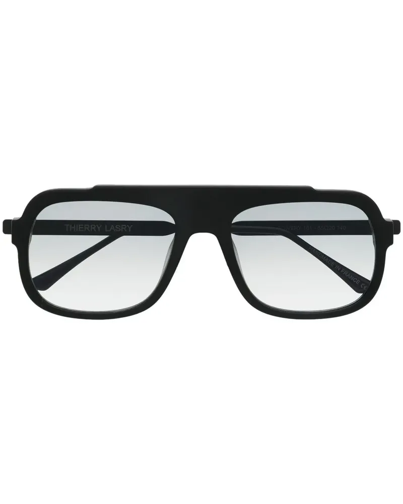 Thierry Lasry Eckige Bowery Sonnenbrille - Schwarz Schwarz