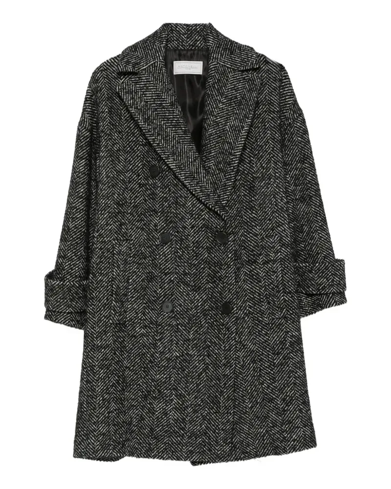 Antonelli Firenze herringbone-pattern double-breasted coat - Schwarz Schwarz