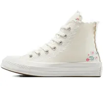Bestickte Sneakers mit Spitzenbesatz - Weiß