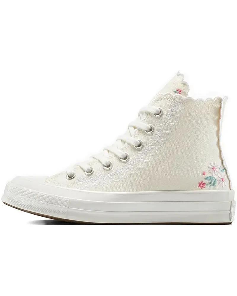 Converse Bestickte Sneakers mit Spitzenbesatz - Weiß Weiß