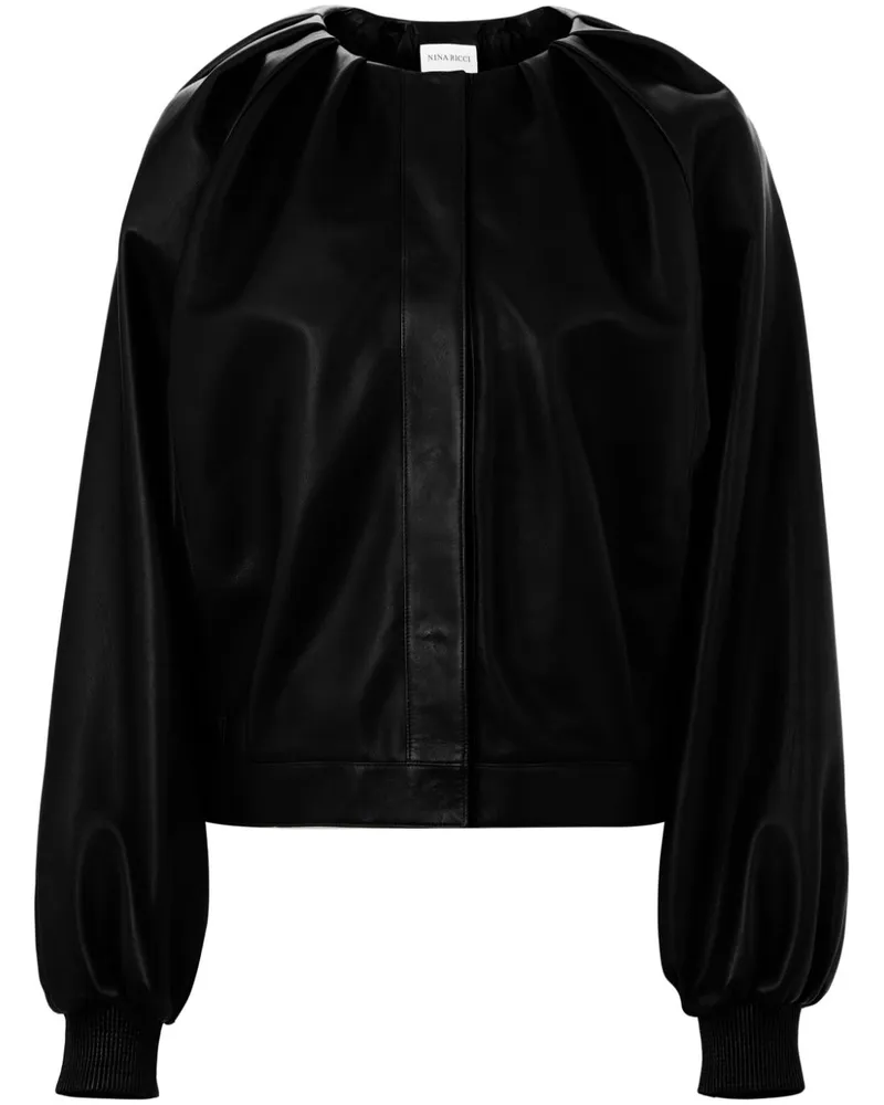 Nina Ricci Bomberjacke aus Leder - Schwarz Schwarz