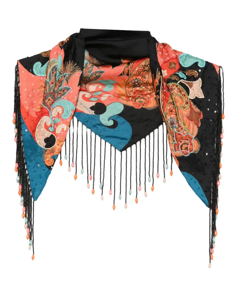 Etro paisley-pattern beaded scarf - Schwarz Schwarz