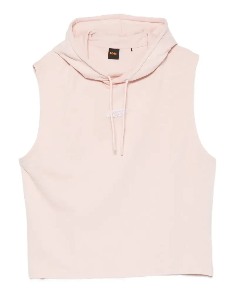 HUGO BOSS logo-patch sleeveless hoodie - Rosa Rosa