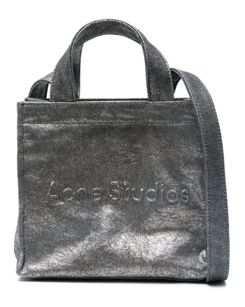 Acne Studios Mini Handtasche mit Logo Silber