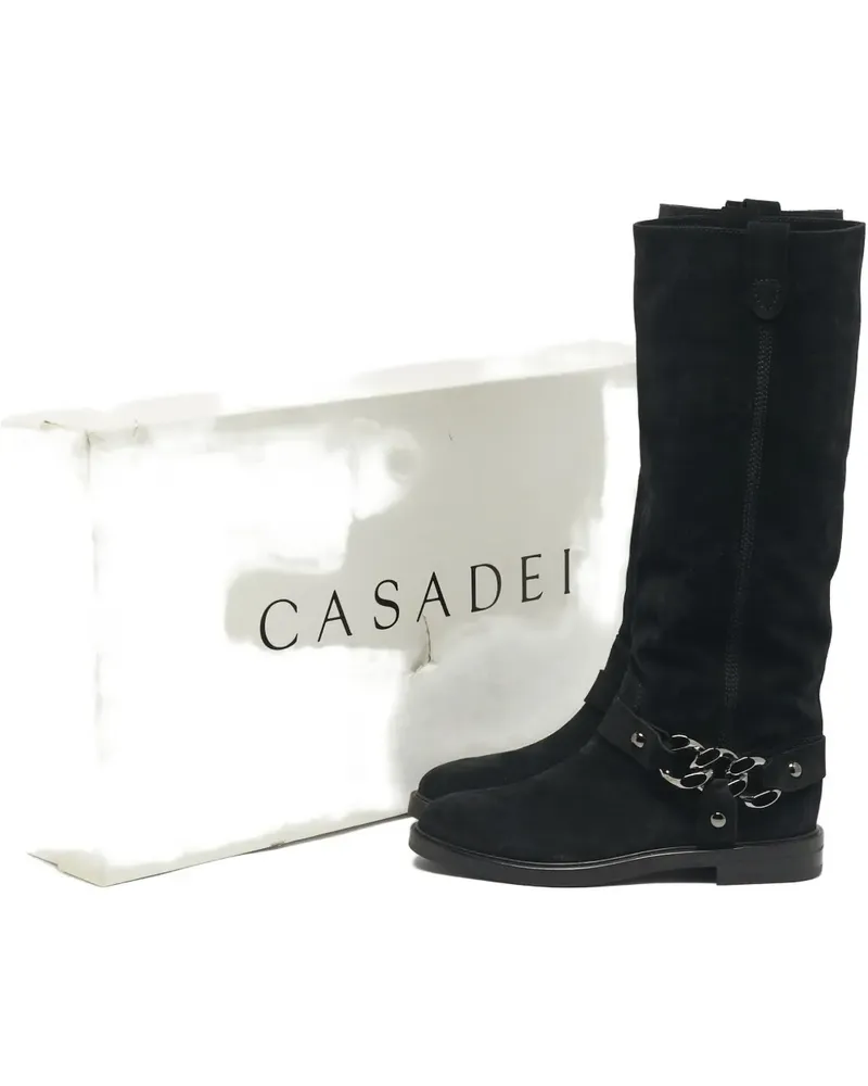 Casadei chain-detail knee-length boots - Schwarz Schwarz