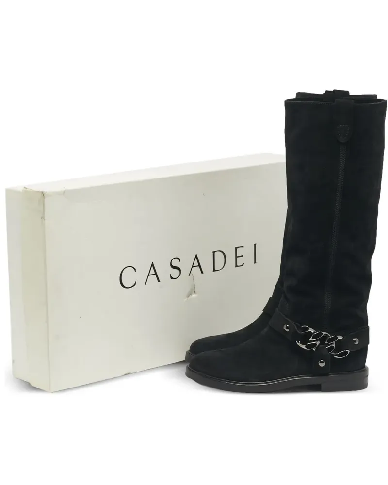 Casadei chain-detail knee-length boots - Schwarz Schwarz