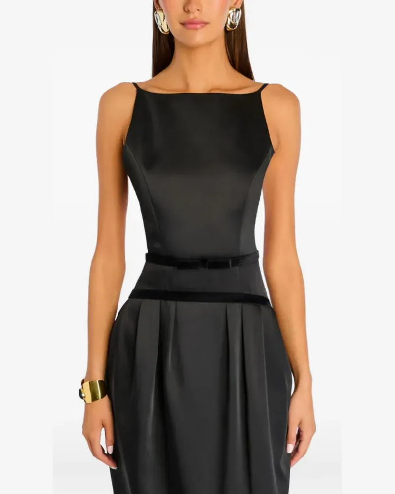 Retrofête Kleid aus Samt mit eckigem Ausschnitt - Schwarz Schwarz