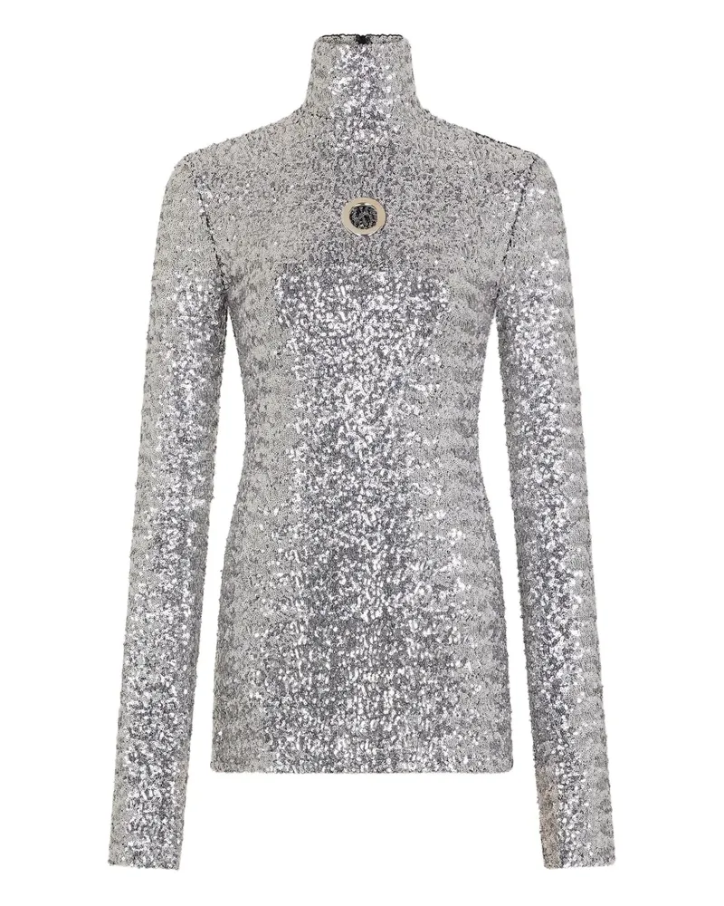 Paco Rabanne Langarmshirt mit Cut-Out - Silber Silber
