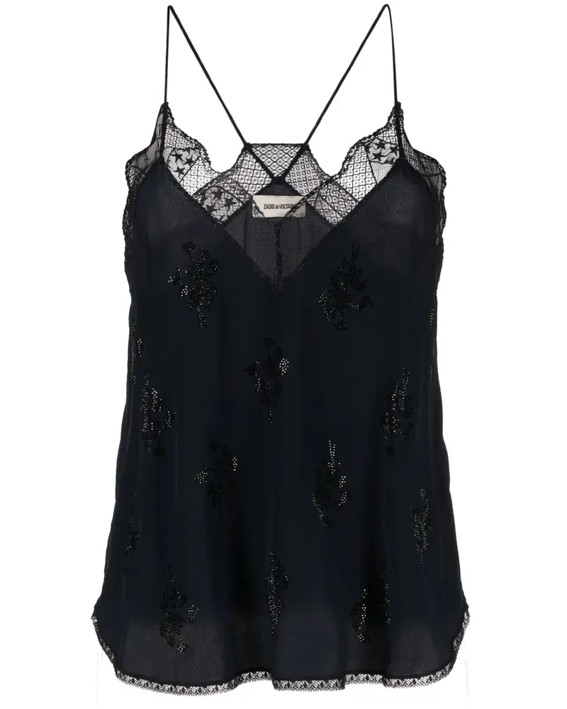 Zadig & Voltaire Top mit Strass - Blau Blau