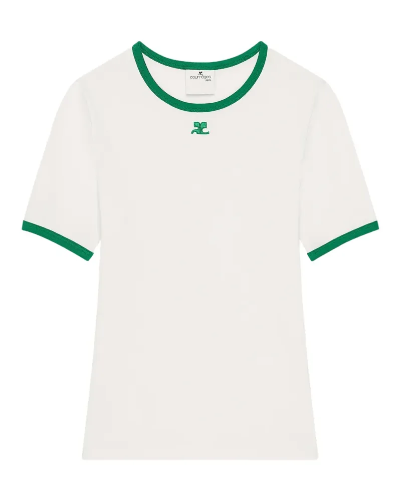 Courrèges logo-embroidered contrast-trim T-shirt - Weiß Weiß