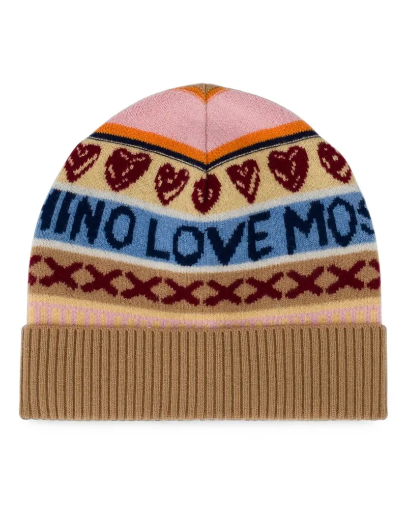 Moschino Beanie mit Logo-Intarsie - Nude Nude