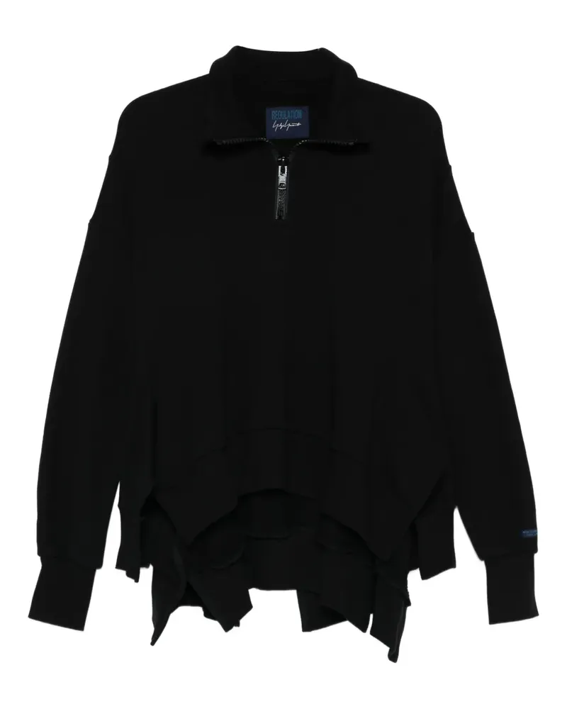Yohji Yamamoto half-zip asymmetric sweatshirt - Schwarz Schwarz