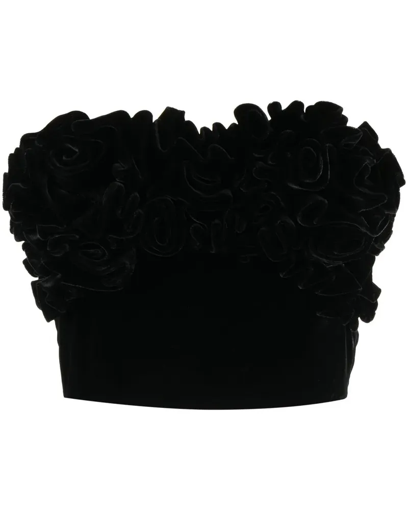 Ermanno Scervino Bustier-Top mit Rosenapplikation - Schwarz Schwarz