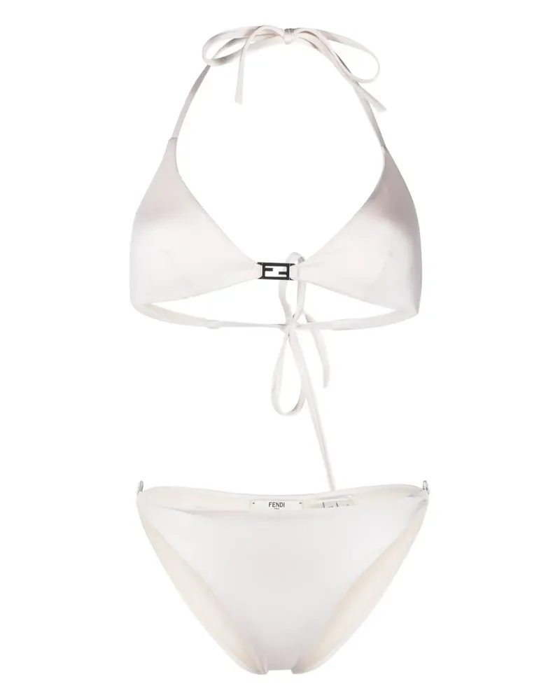 Fendi Triangel-Bikini mit Logo-Schild - Nude Nude