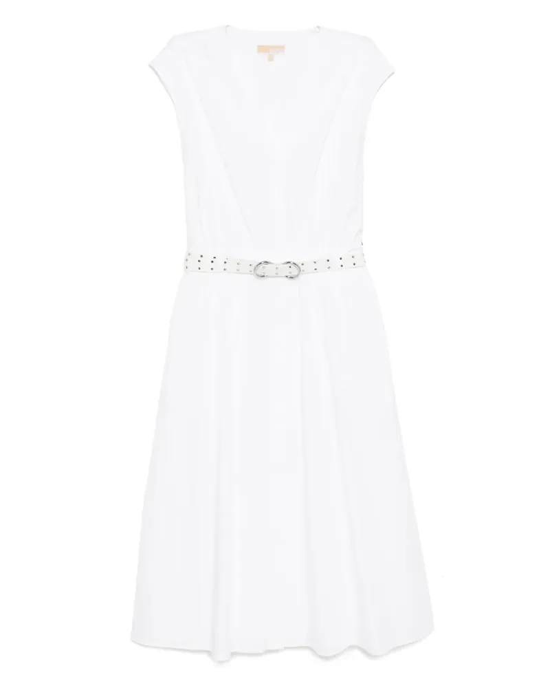 Michael Kors Popeline-Midikleid mit Gürtel - Weiß Weiß
