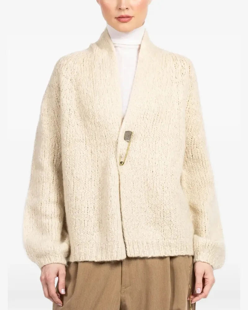 Frenckenberger hand-knit safety-pin cardigan - Nude Nude