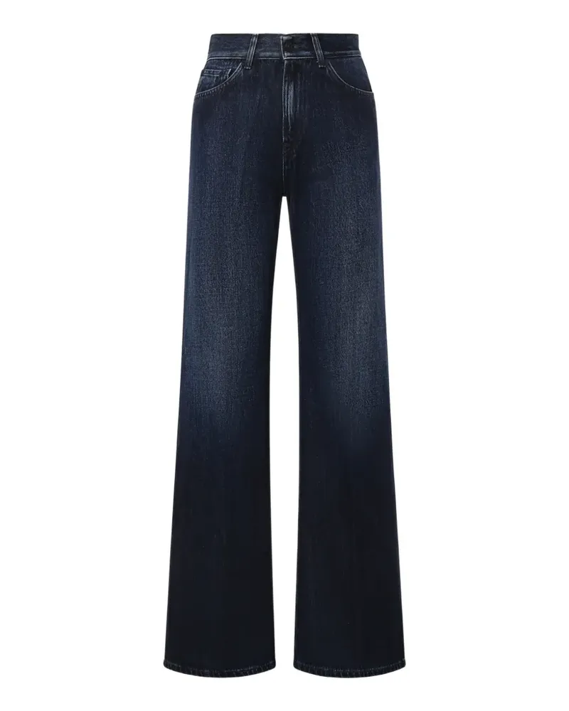 Dondup logo-patch wide-leg jeans - Blau Blau