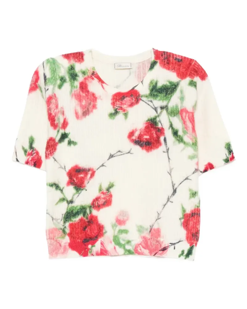 Blumarine Gerippter St. Rose Pullover mit Blumenprint - Nude Nude
