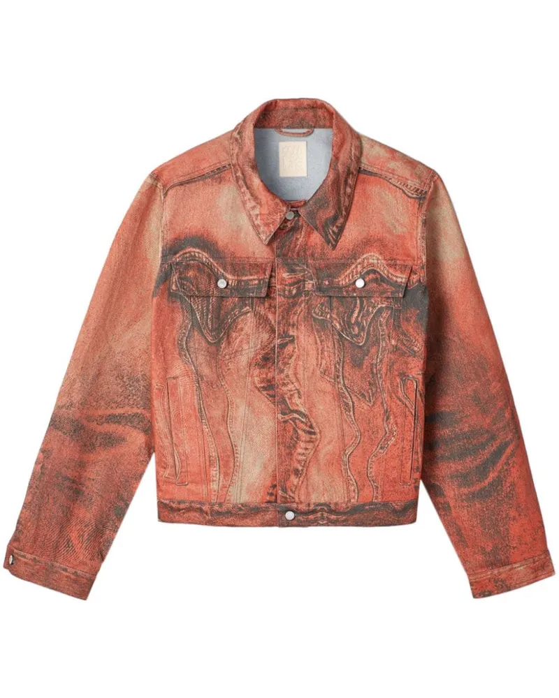 Camper Jeansjacke mit abstraktem Muster - Orange Orange