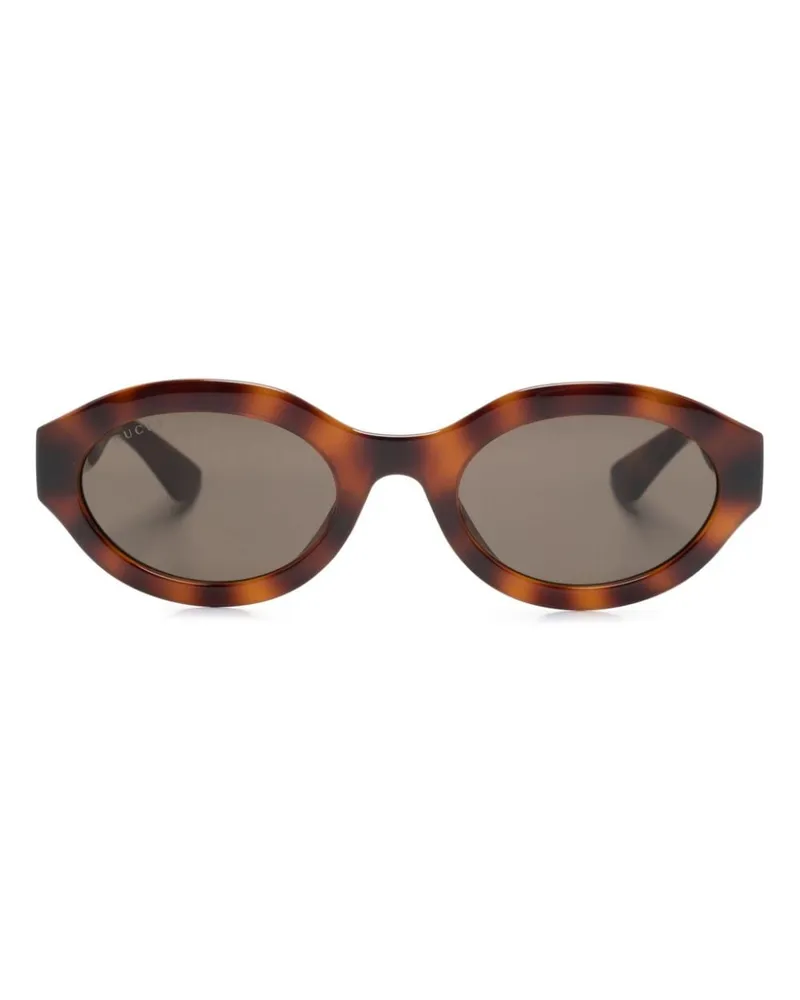 Gucci Sonnenbrille mit ovalem Gestell - Braun Braun