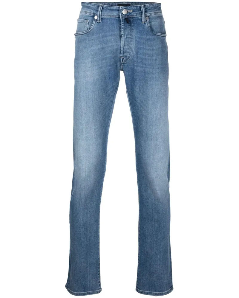 Incotex Gerade Jeans mit Stone-Wash-Effekt Blau