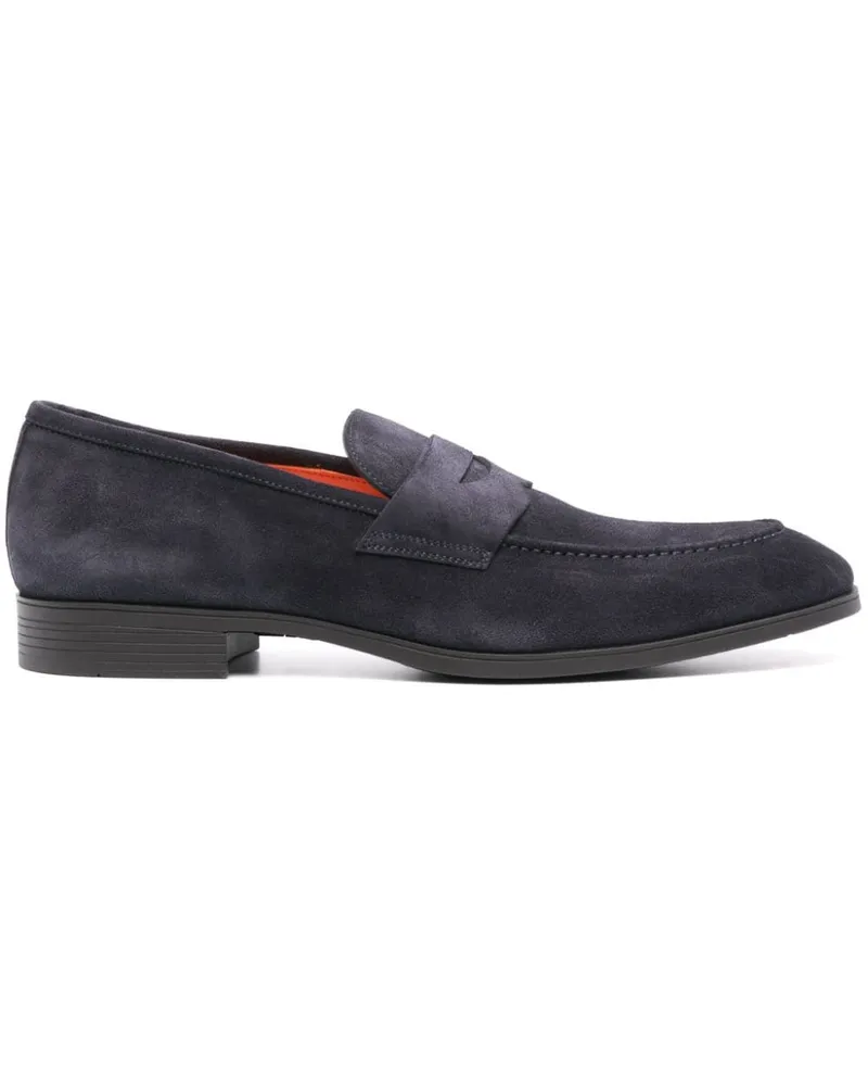 Santoni Penny Loafer Aus Wildleder Blau