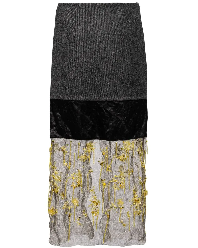 Prada Rock mit aufgestickten Blumen - Schwarz Schwarz
