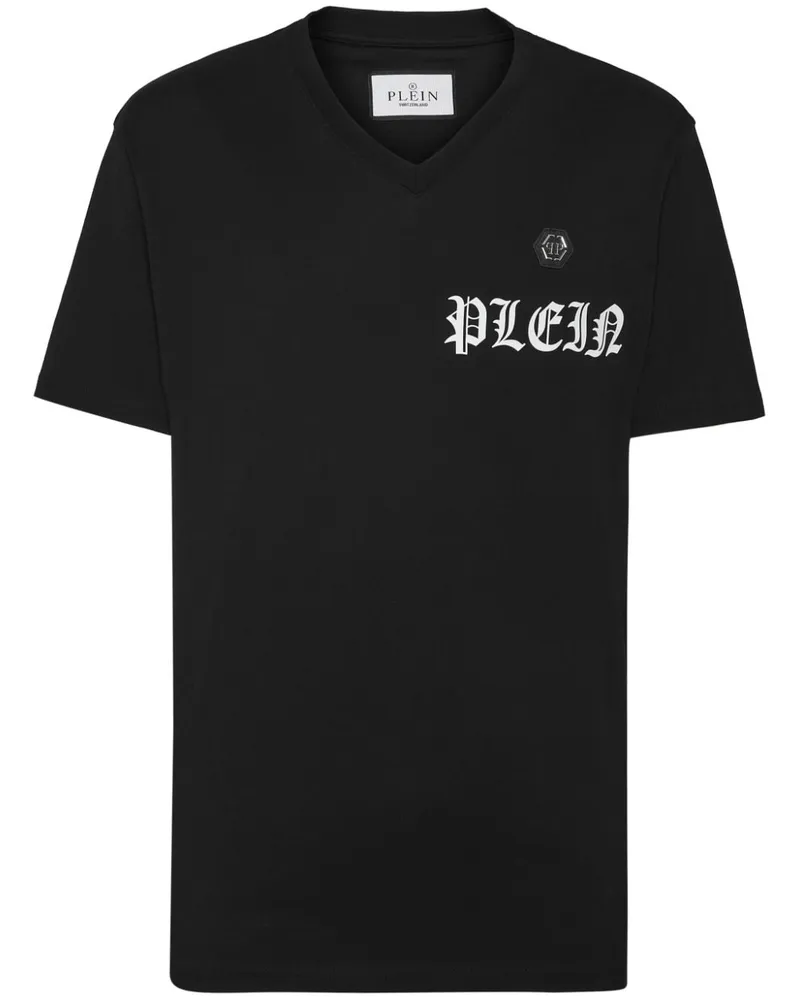 Philipp Plein T-Shirt mit Gothic-Logo-Print - Schwarz Schwarz