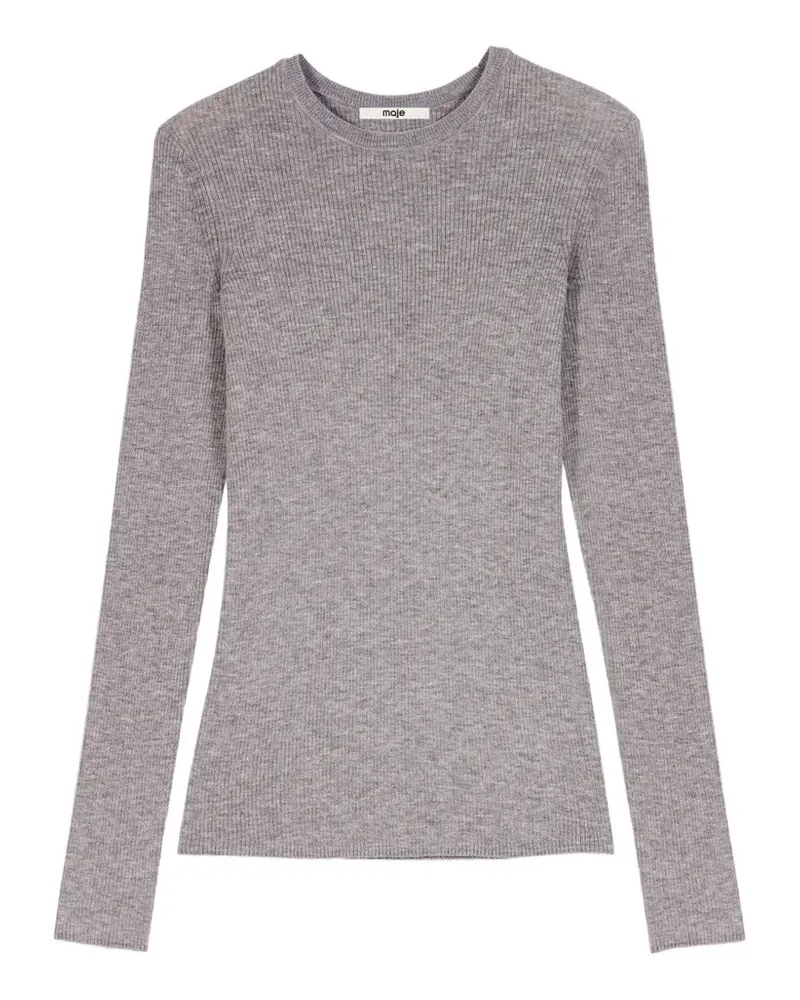 Maje T-Shirt aus geripptem Strick - Grau Grau