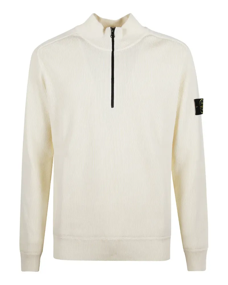 Stone Island zip ribbed sweater - Weiß Weiß