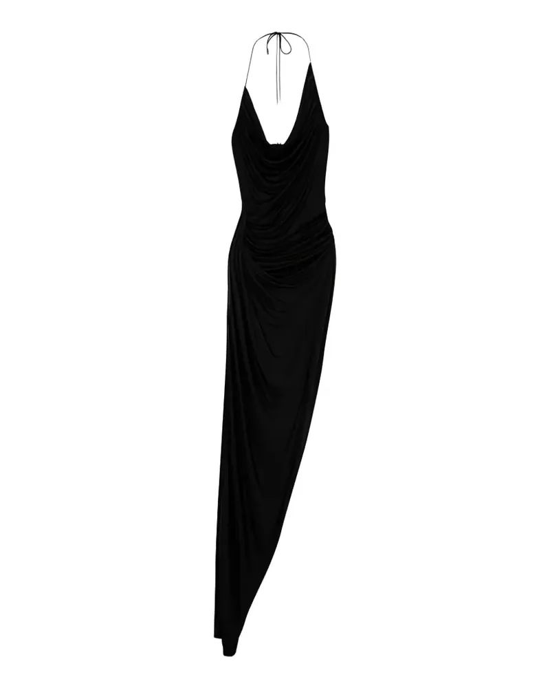 ATLEIN draped asymmetric gown - Schwarz Schwarz