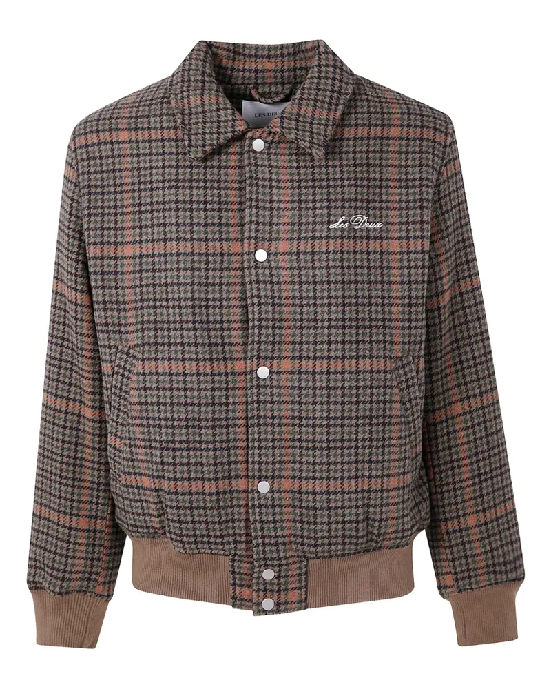 LES DEUX houndstooth wool bomber jacket - Braun Braun