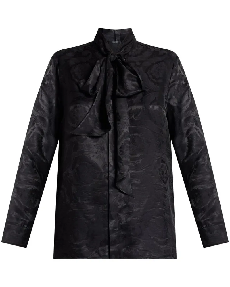 Versace Barocco Hemd mit Schleifenkragen - Schwarz Schwarz
