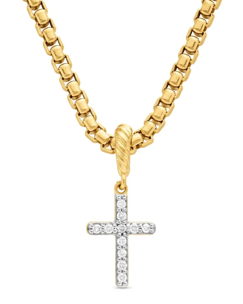 David Yurman 18kt Cable Collectibles Cross Gelbgoldamulett mit Diamanten (17mm Gold